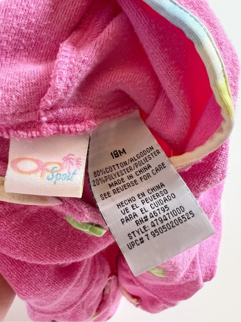 Vintage Ocean Pacific Pink Terry Hooded Cover-Up | 12-18m